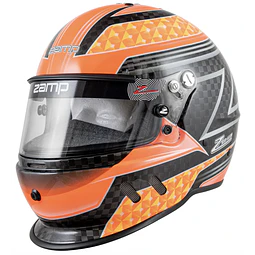CASCO ZAMP RACING SA2020 MODELO 65D TALLA S  FIBRA DE CARBONO NARANJA FLUORESCENTE AMARILLO