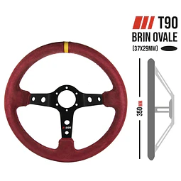 VOLANTE DE COMPETICION RRS CORSA DE 350MM EN COLOR ROJO CON NEGRO