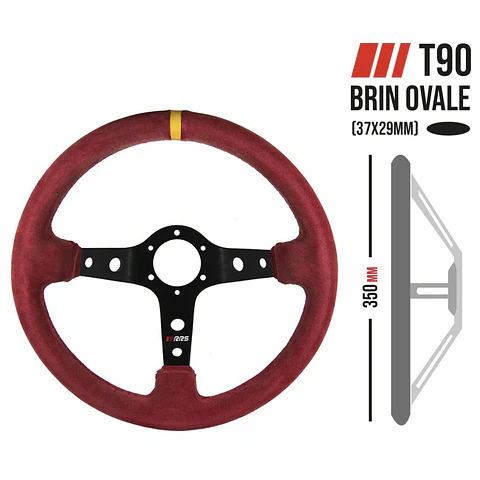 VOLANTE DE COMPETICION RRS CORSA DE 350MM EN COLOR ROJO CON NEGRO