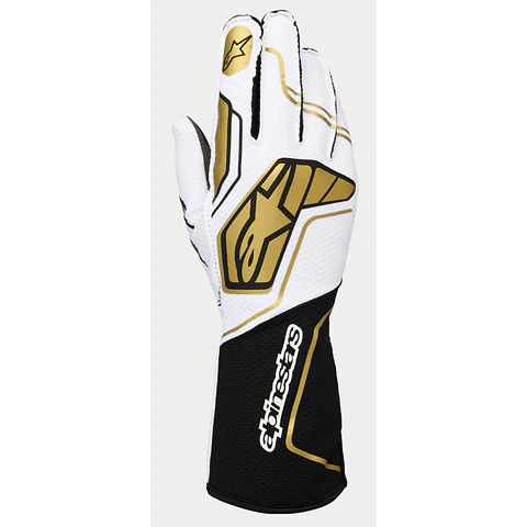 GUANTE ALPINESTARS ( FIA KARTING )  TECH-1 KX V4 GLOVES WHITE BLACK GOLD  - TALLA  ADULTO