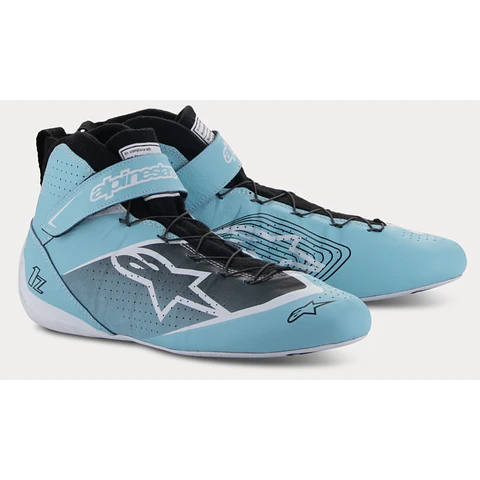 BOTAS FIAAUTO RACING ALPINESTRAS MODELO  TECH-1 Z V3 SHOES EN COLOR LT TEAL WHITE BLACK EN TALLA  USA ADULTO