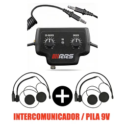 SISTEMA DE INTERCOMUNICACION RRS COMPLETO PARA RALLY PILOTO/NAVEGANTE ( OPERA BAJO PILA 9V ).