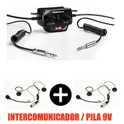 SISTEMA DE INTERCOMUNICACION COMPLETO PARA RALLY PILOTO/NAVEGANTE ( OPERA BAJO PILA 9V )