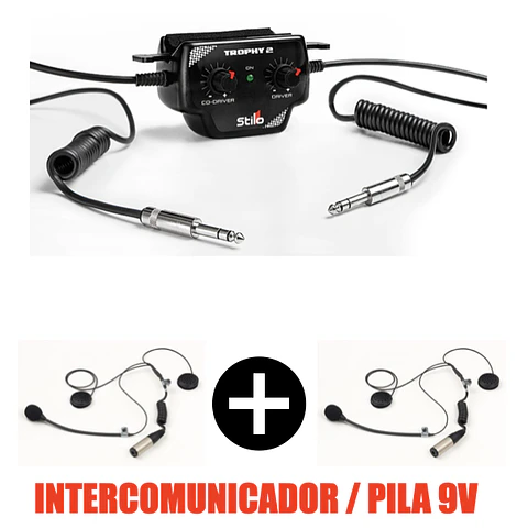 SISTEMA DE INTERCOMUNICACION COMPLETO PARA RALLY PILOTO7NAVEGANTE ( OPERA BAJO PILA 9V )