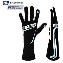 GUANTE/RACING RRS HOMOLOGADO FIA MODELO ONE NEGRO CON AZUL TALLAS M y L 