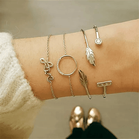 Set Pulseras Hojita Love