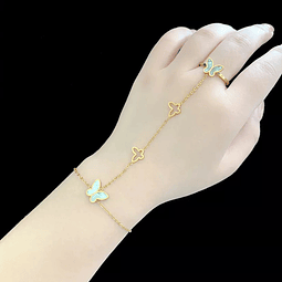 Pulsera Cadena Anillo Mariposa Gold