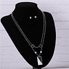 Conjunto Geométrico de Nácar Negro Collar y Aros