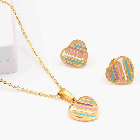 Conjunto Corazon Multicolor