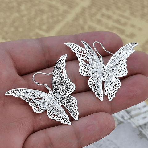 Pendientes mariposa crystal en plata