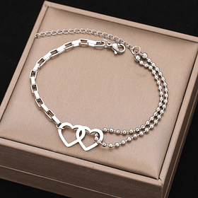 Pulsera Vínculos del Corazón Doble Cadena y Amor Entrelazado