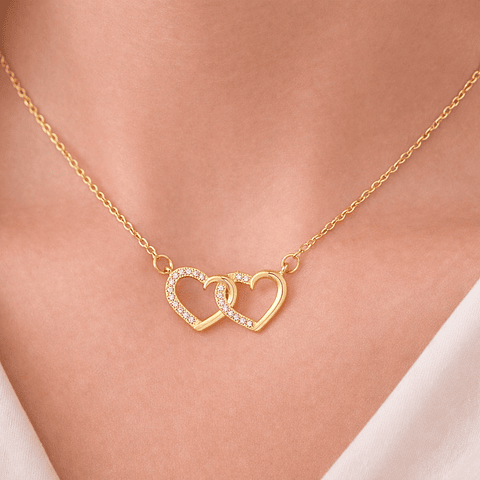 Collar Doble Corazón Entrelazado