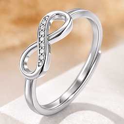Anillo Infinito de Acero Inoxidable Plateado Ajustable