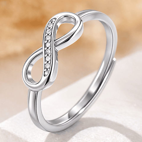 Anillo Infinito de Acero Inoxidable Plateado Ajustable