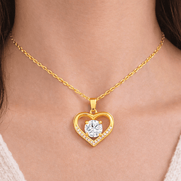 Collar Corazón Brillante con Cadena Dorada