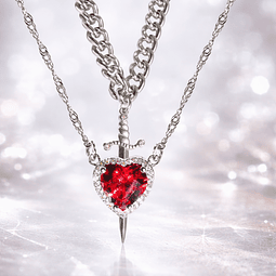 Collares Dúo Corazón y Espada en Acero Inoxidable