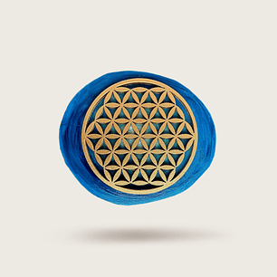 FLOR DE LA VIDA AZUL EN MADERA