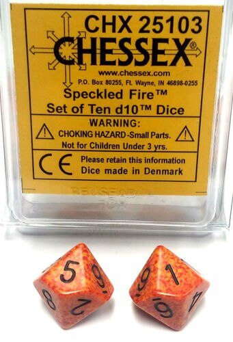 Set De Dados TEN D10 CHESSEX CHX 25103 FIRE