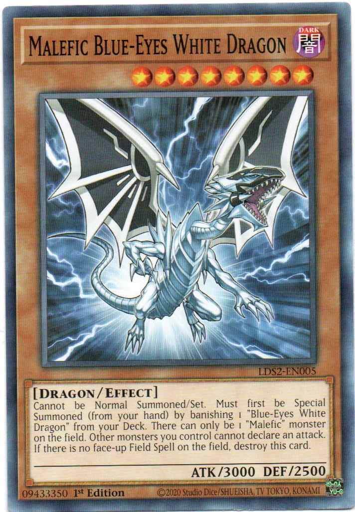 x3 Malefic Blue-Eyes White Dragon carta yugi LDS2-EN005