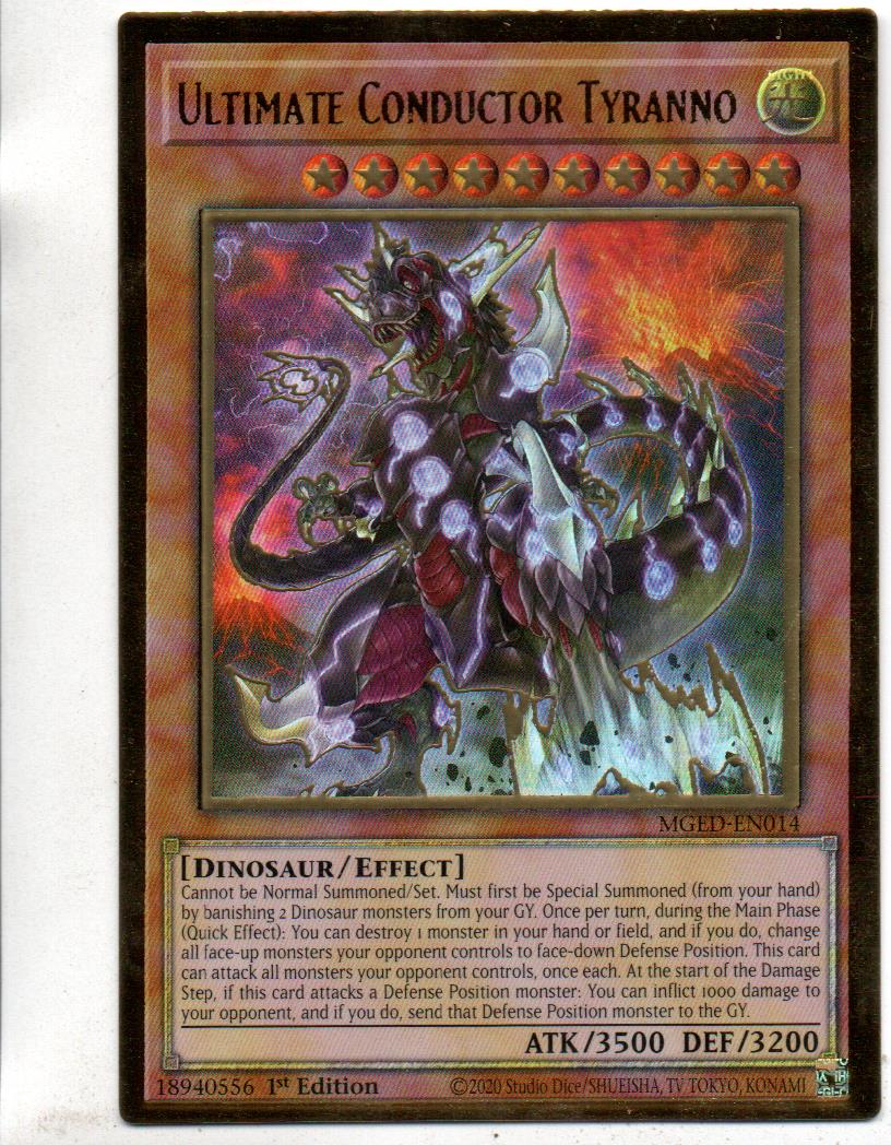 Ultimate Conductor Tyranno Carta yugi MGED-EN014 Premium Gold Rare