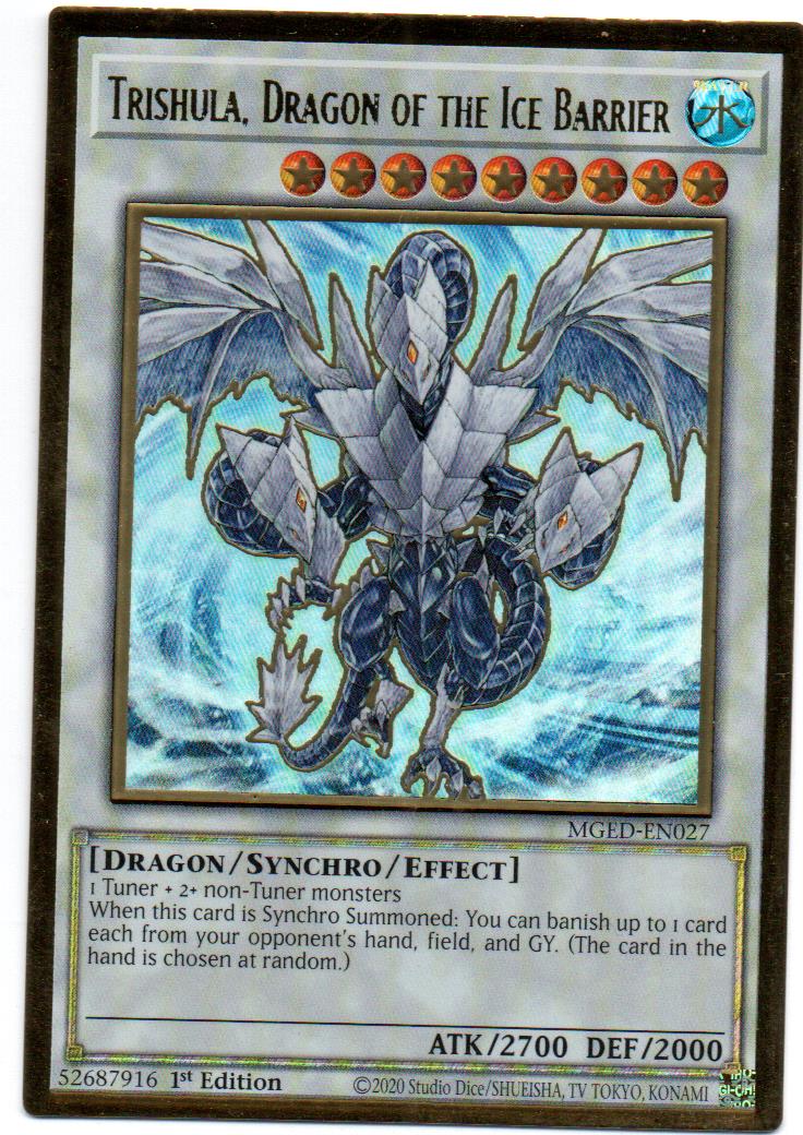 Trishula, Dragon of the Ice Barrier Carta yugi MGED-EN027 Premium Gold Rare