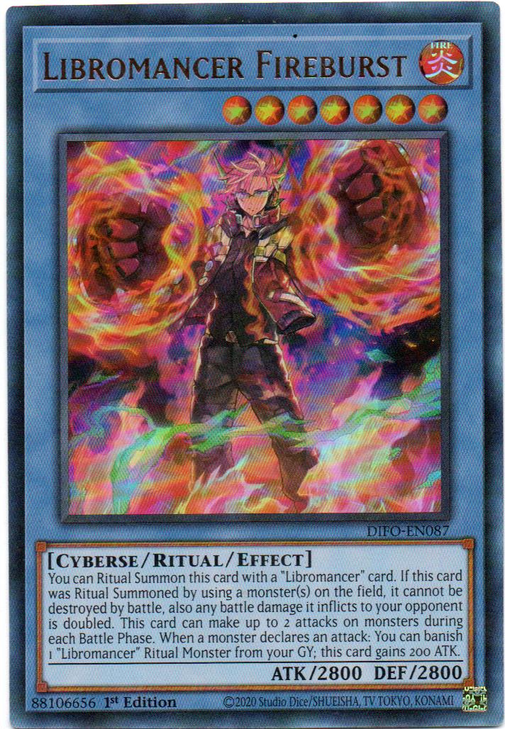 Libromancer Fireburst carta yugi DIFO-EN087 Ultra Rare