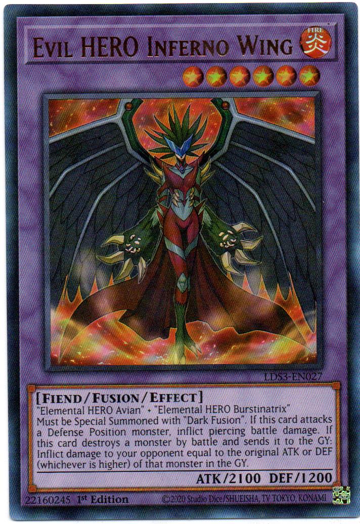 Evil HERO Inferno Wing carta yugi LDS3-EN027 Ultra Rare