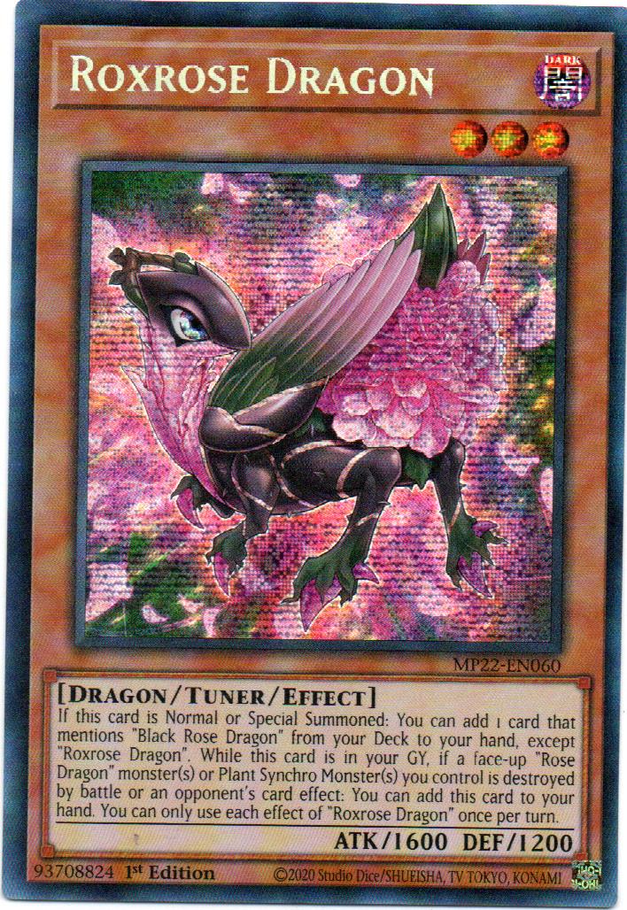 Roxrose Dragon Carta Yugi de Rareza Prismatic Secret Rare De la edicion MP22-EN060