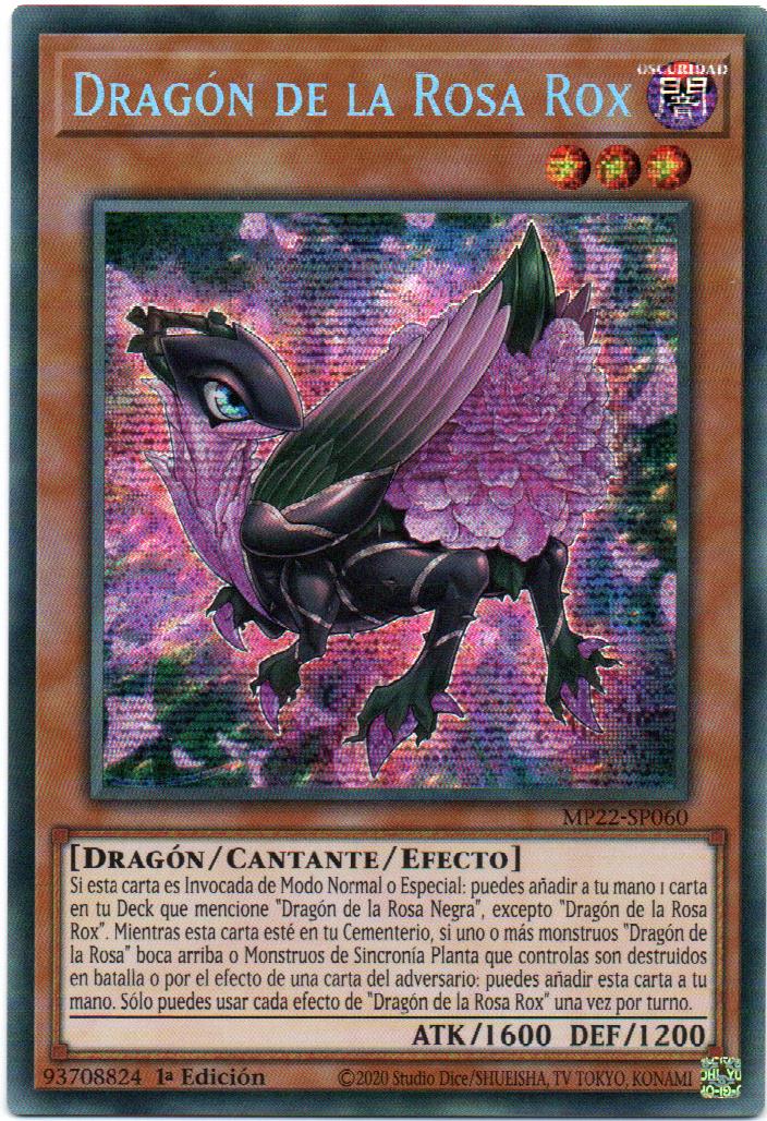 Roxrose Dragon Carta Yugi de Rareza Prismatic Secret Rare De la edicion MP22-SP060