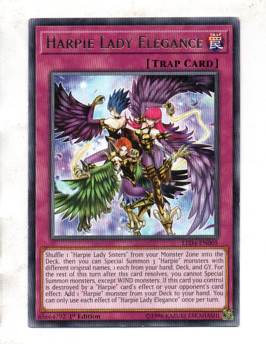 Harpie Lady Elegance carta yugi LED4-EN005 Rare