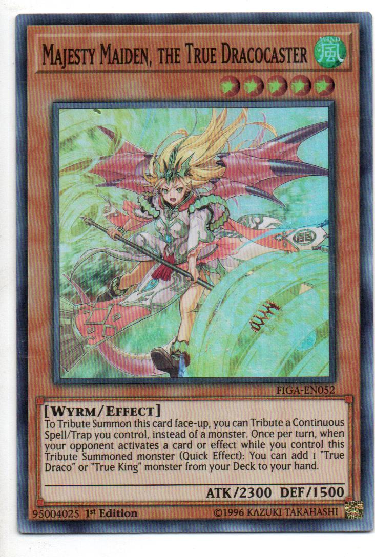 Majesty Maiden, The True Dracocaster cartas yugi FIGA-EN052 Super Rare