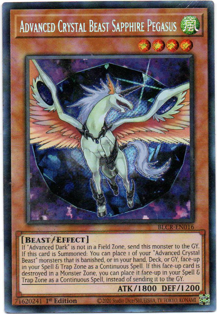 Advanced Crystal Beast Saphire Pegasus carta suelta BLCR-EN016 Secret Rare