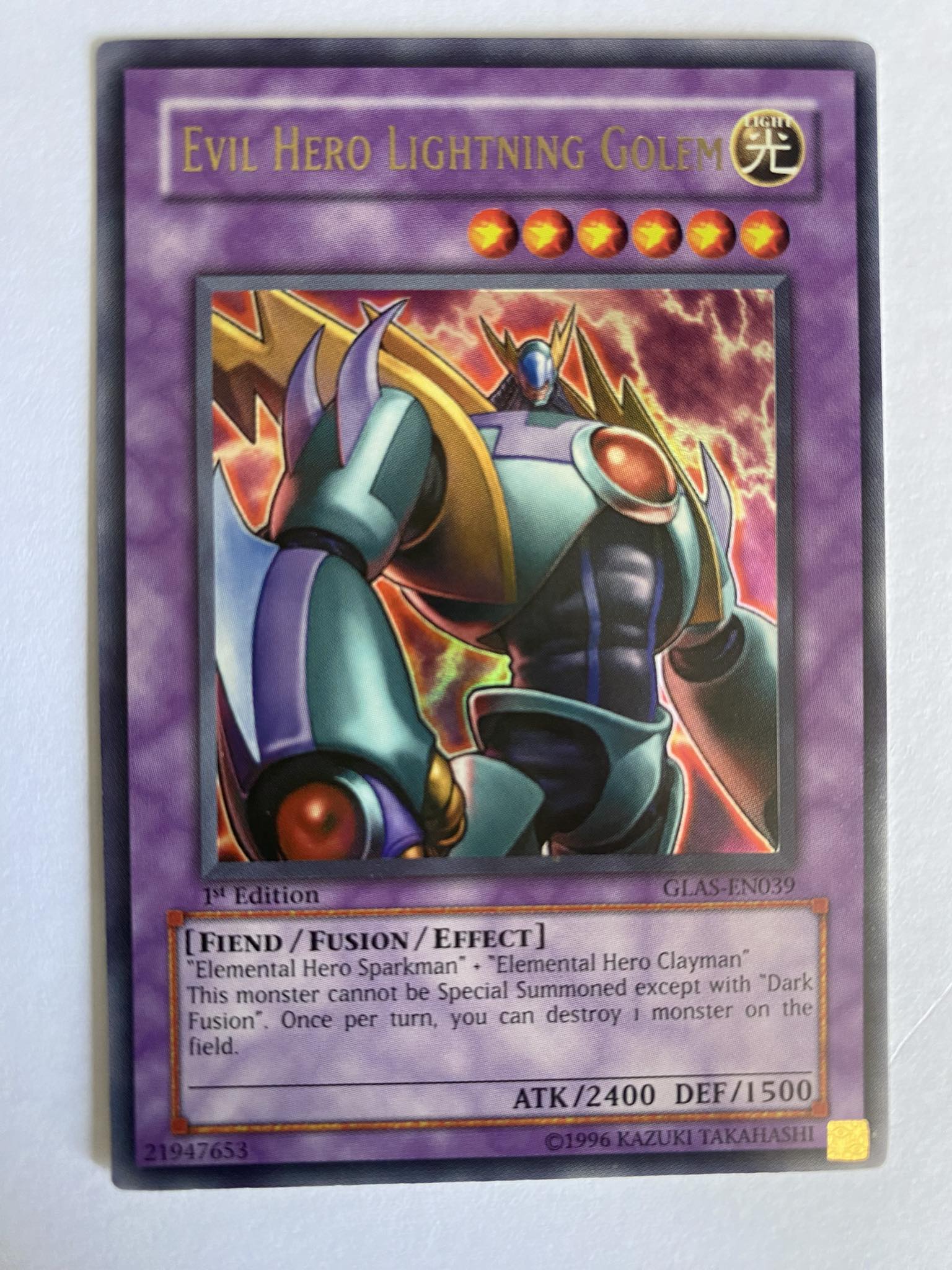 Evil Hero Lightning Golem Carta Yugi GLAS-EN039 Ultra Rare