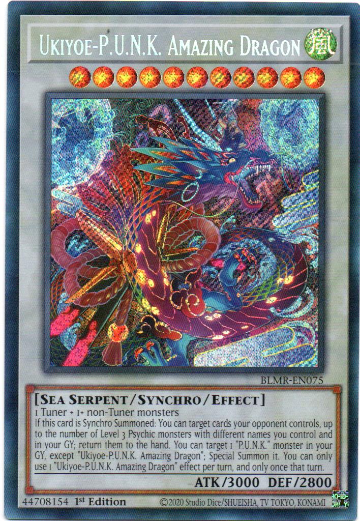 Ukiyoe-P.U.N.K. Amazing Dragon carta yugi BLMR-EN075 Secret Rare