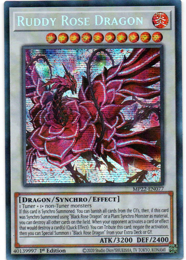 Ruddy Rose Dragon cartas sueltas MP22-EN077 Prismatic Secret Rare