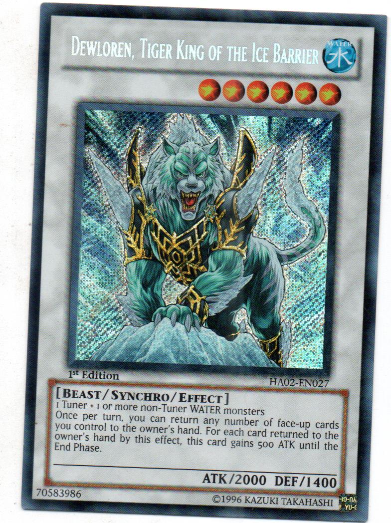 Dewloren, Tiger King Of the Ice Barriercarta yugi HA02-EN027 Secret Rare