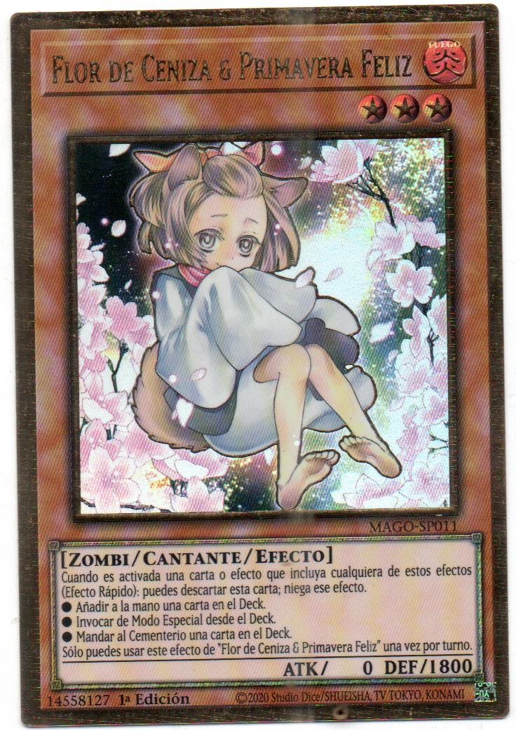 Flor De Ceniza & Primavera Feliz carta suelta MAGO-SP011 Gold Rare