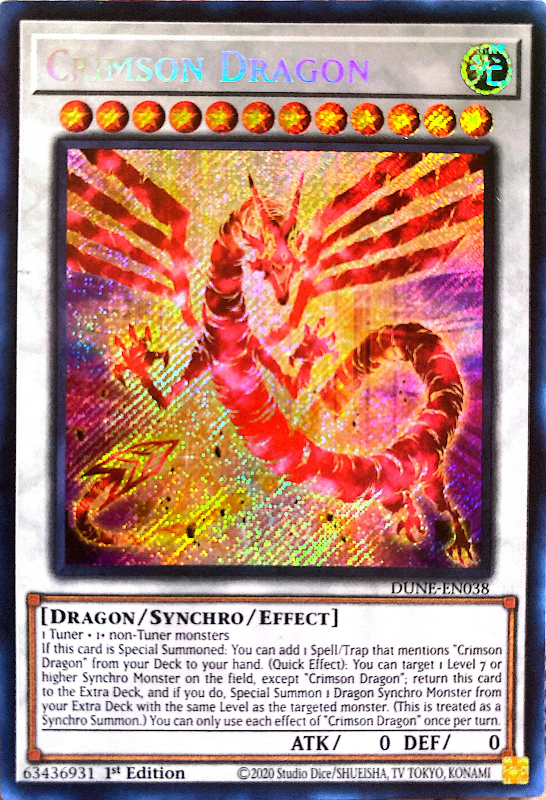 Crimson Dragon carta yugi DUNE-SPSP1 Ultra Rare