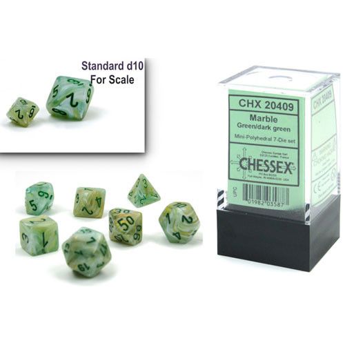 Mini Chessex- dados Marble green