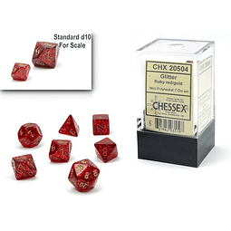 Mini Chessex- dados Glitter ruby