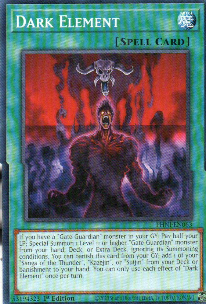 Dark Element carta yugi PHNI-EN063 Common