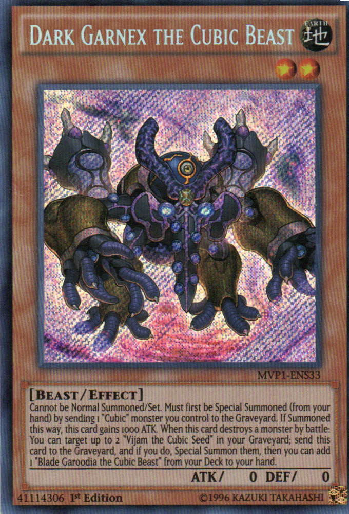 Dark Garnex the Cubic Beast carta yugi MVP1-ENS33 Secret rare