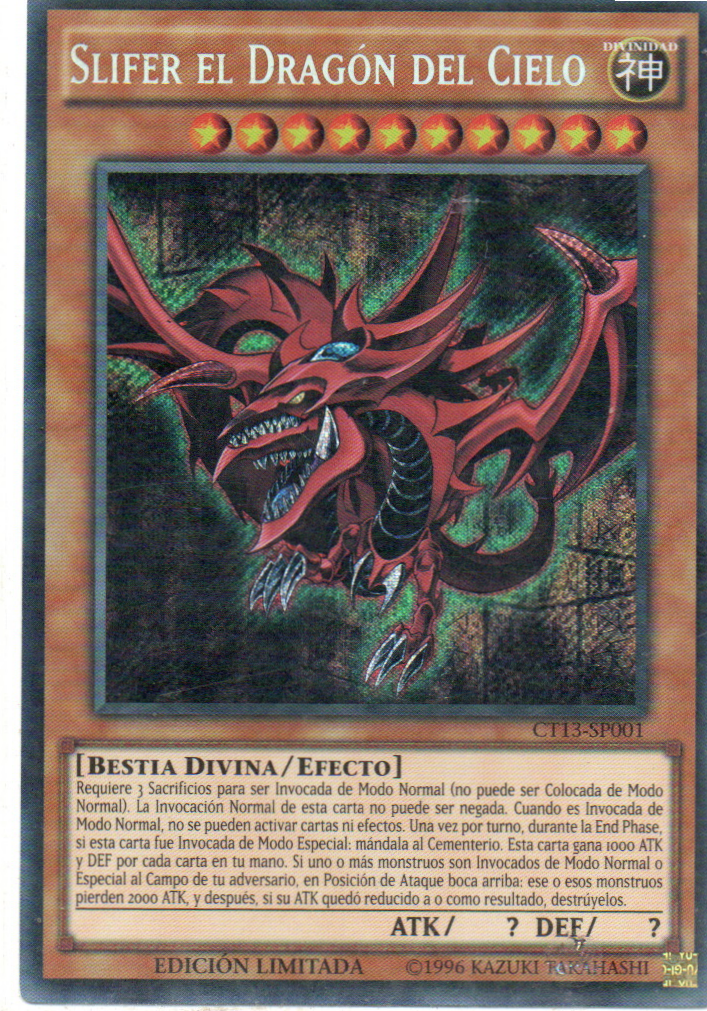 Slifer el Dragon del Cielo carta yugi CT13-SP001 Secret rare