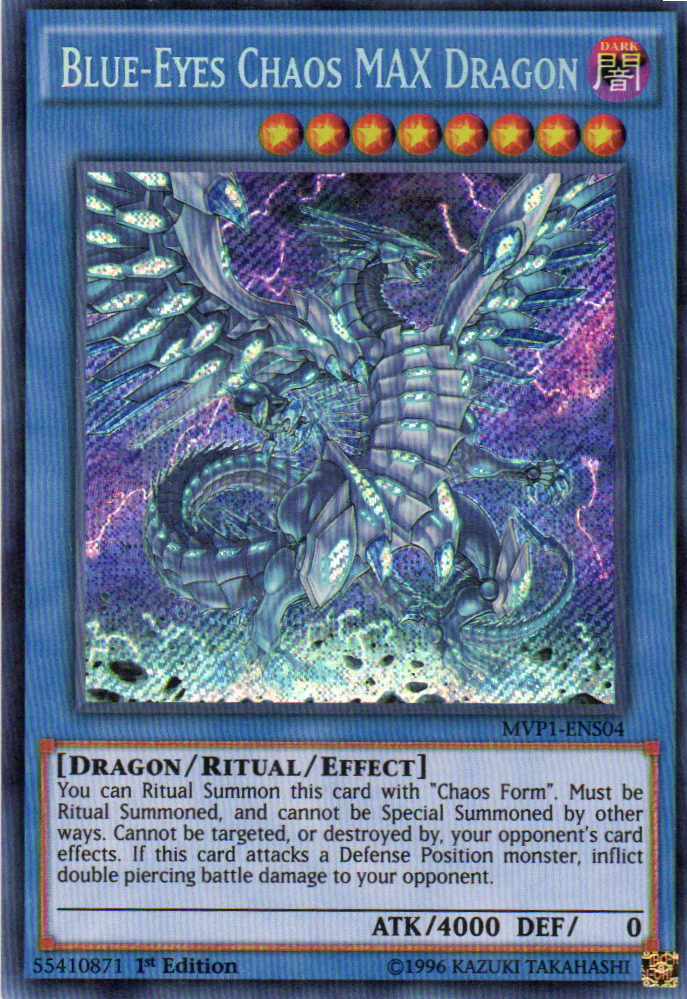 Blue-Eyes Chaos MAX Dragon carta yugi MVP1-ENS04 Secret rare