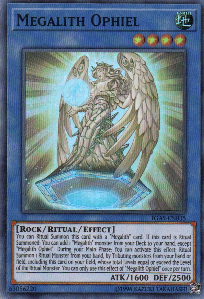 Megalith Ophiel carta yugi IGAS-EN035 Super Rare