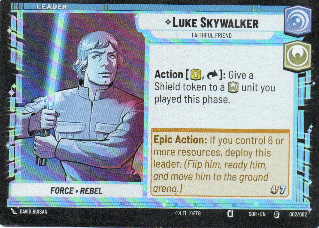 Luke Skywalker carta star wars SOR002 Special Foil