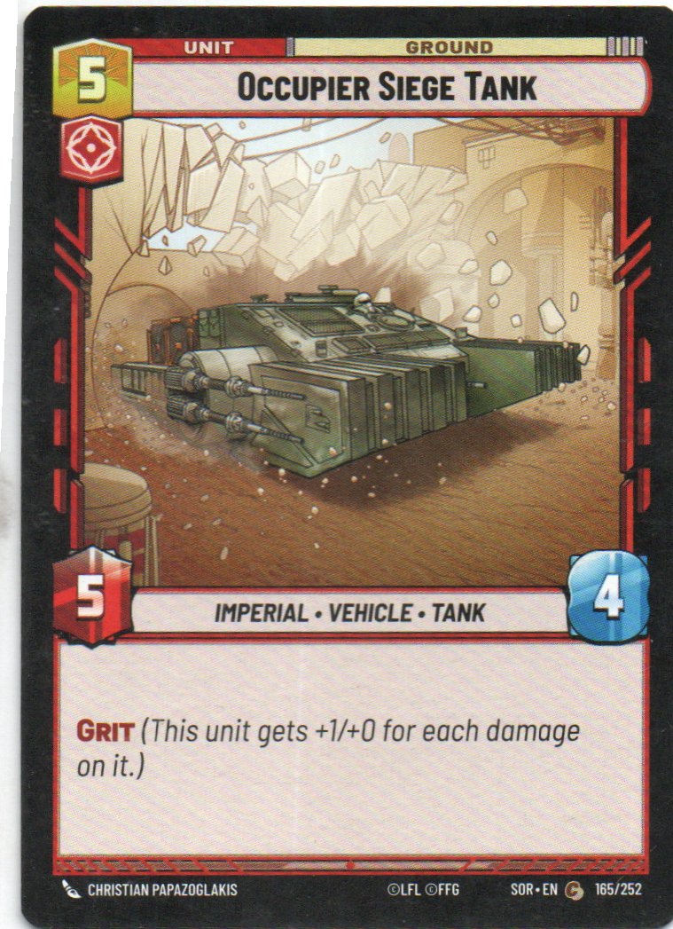 Occupier Slege Tank carta star wars SOR165 Commun
