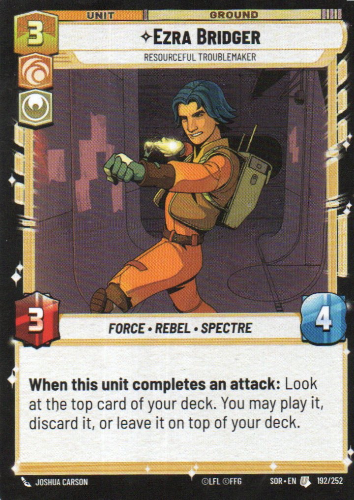 Ezra Bridger carta star wars SOR192 Uncommun