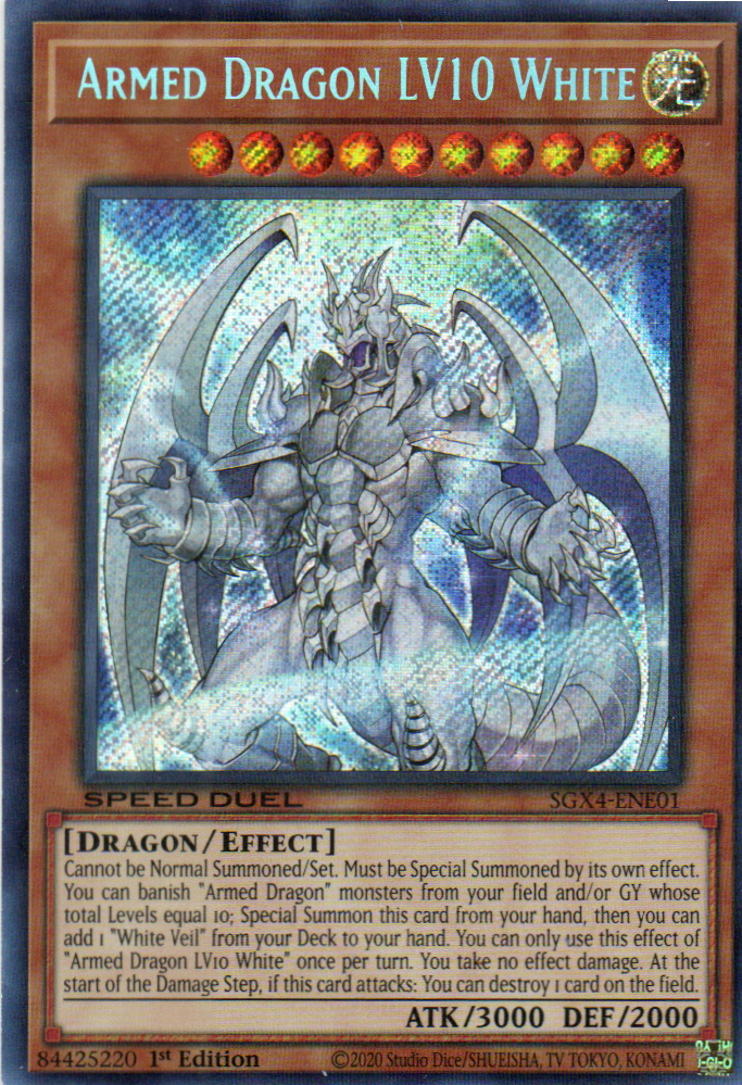 Armed Dragon LV10 White carta yugi SGX4-ENE01 Secret Rare
