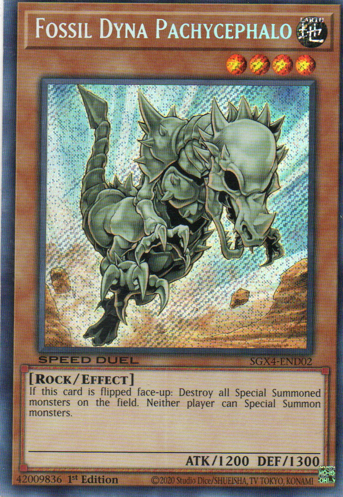 Fossil Dyna Pachycephalo carta yugi SGX4-END02 Secret rare